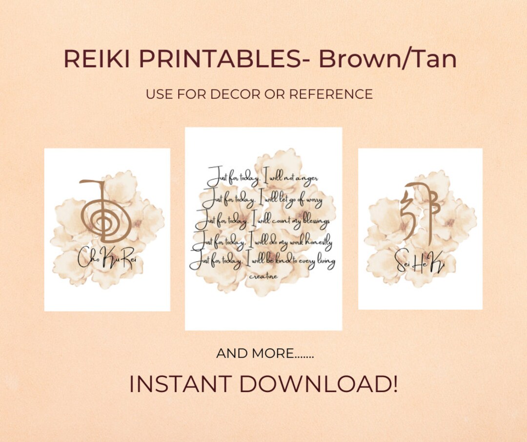 Reiki Printables Watercolor Flowers Brown/tan - Etsy