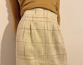 80s CHRISTIAN DIOR separa falda lápiz de lino, crema lino tweed tamaño 6 en excelente estado y bolsillos!