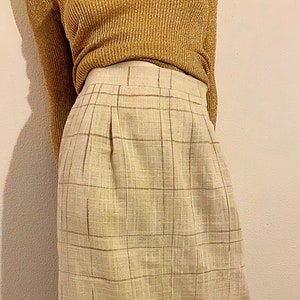 80s CHRISTIAN DIOR Separates Linen Pencil Skirt, Cream Linen Tweed size 6 in Excellent Condition and Pockets image 1