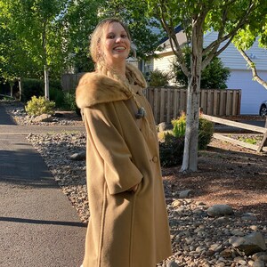 60s LILLI ANN Swing Coat Fur Collar and Hat Pin Camel Beige - Etsy