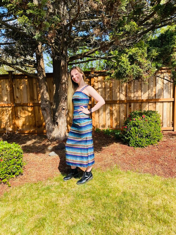 50s Jerry Parnis Dress, Striped Pencil Dress XS W… - image 4