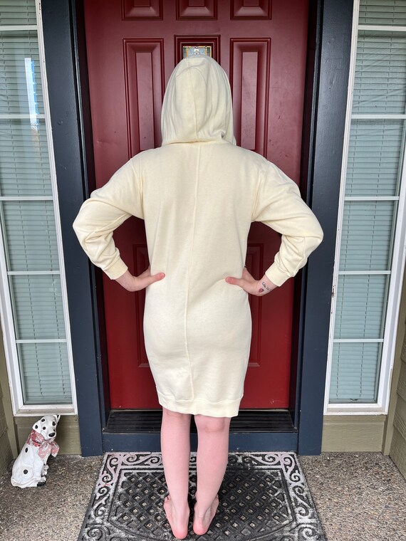 80s ESPIRT SPORT Hooded Sweater Dress, Pale Yello… - image 6