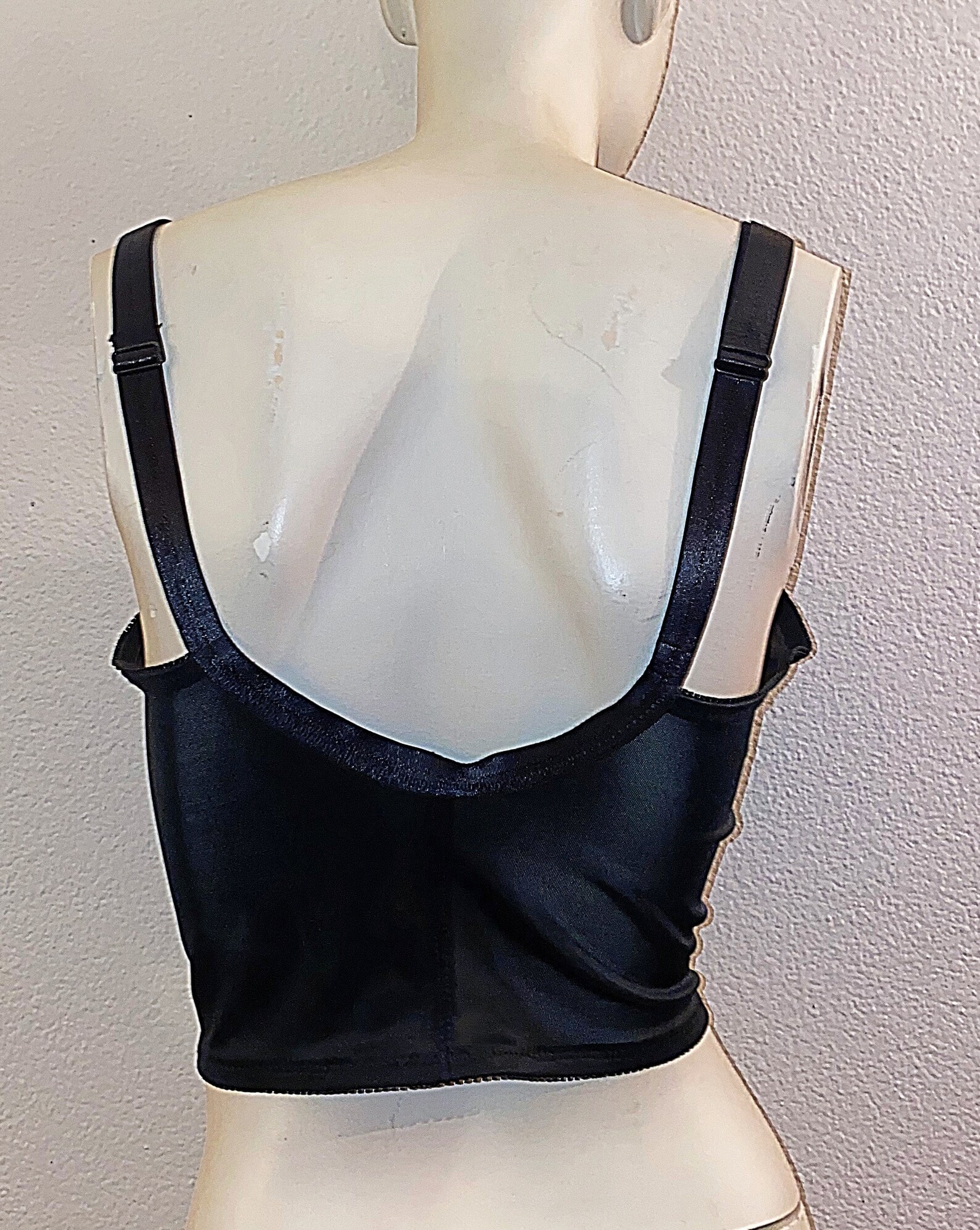 80s Black Eyelet Bustier Corset size 40B by LYNDAS WORLD Etsy