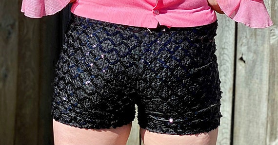 60s MOD Black Sequin Hot Pants Studio 