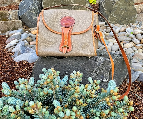 Vintage Dooney & Bourke Handbag, Equestrian Over and Under Shoulder Purse, AWL Handbag with Brass Duck and Hardware, Made in the USA