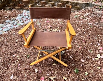 Vintage Foldable Gold Medal Directors Chair, Mid Century Modern Brown Chair MCM