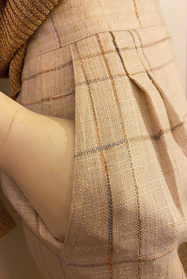 80s CHRISTIAN DIOR Separates Linen Pencil Skirt, Cream Linen Tweed size 6 in Excellent Condition and Pockets image 4