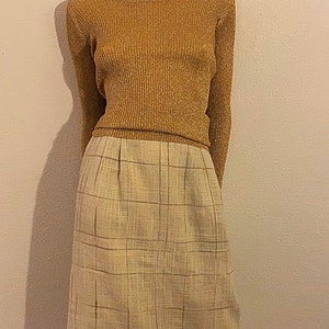 80s CHRISTIAN DIOR Separates Linen Pencil Skirt, Cream Linen Tweed size 6 in Excellent Condition and Pockets image 5