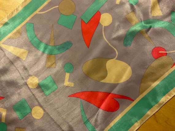 Vtg ELAINE GOLD Silk Scarf Colorful Op Art Rectan… - image 1