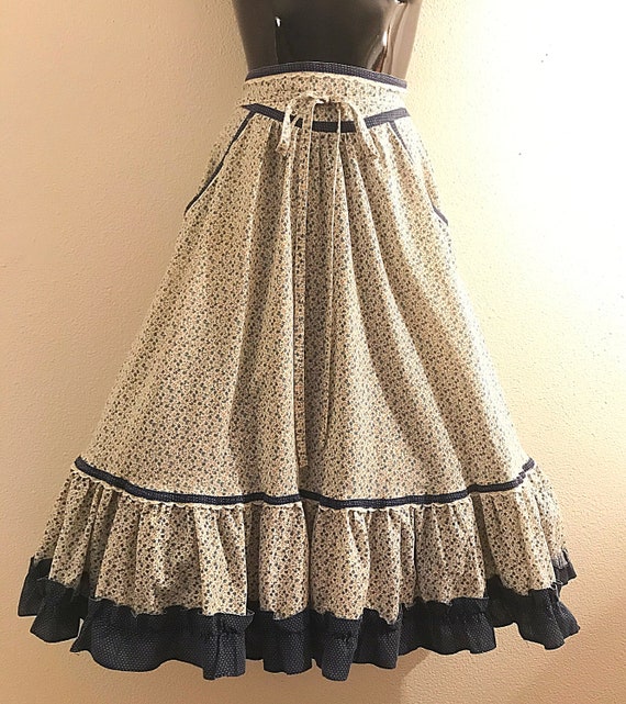 70s Gunnie Sax Blue Gingham Skirt, Midi Skirt with