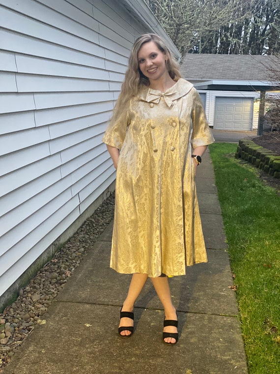 50s LUCIE ANN Beverly Hills Swing Coat, Gold Broca