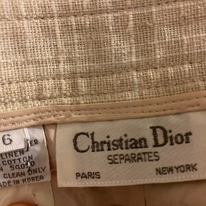 80s CHRISTIAN DIOR Separates Linen Pencil Skirt, Cream Linen Tweed size 6 in Excellent Condition and Pockets image 7