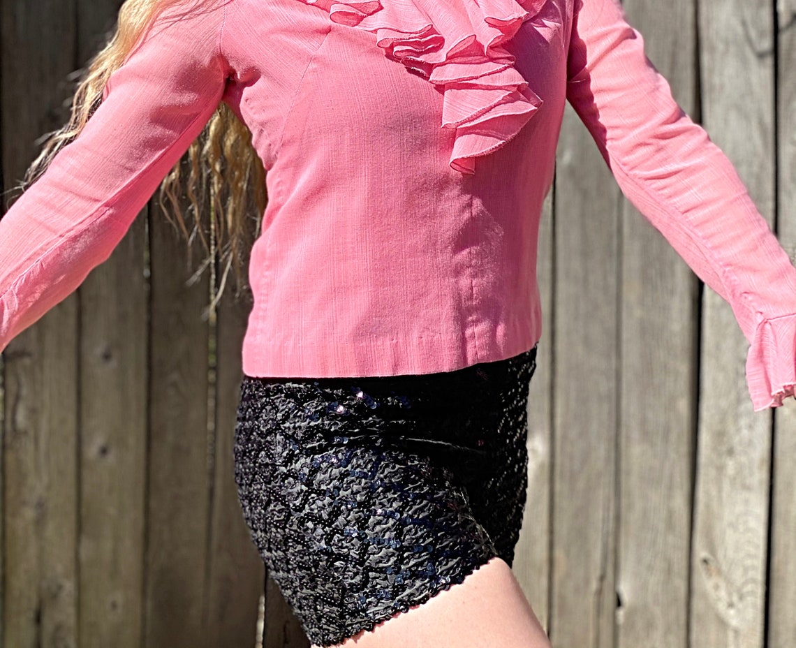 60s MOD Black Sequin Hot Pants Studio 54 Worthy Solid Black | Etsy