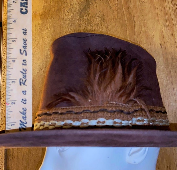 60s  KEYSTON Super Tall Brown Cowboy Hat size S - image 9