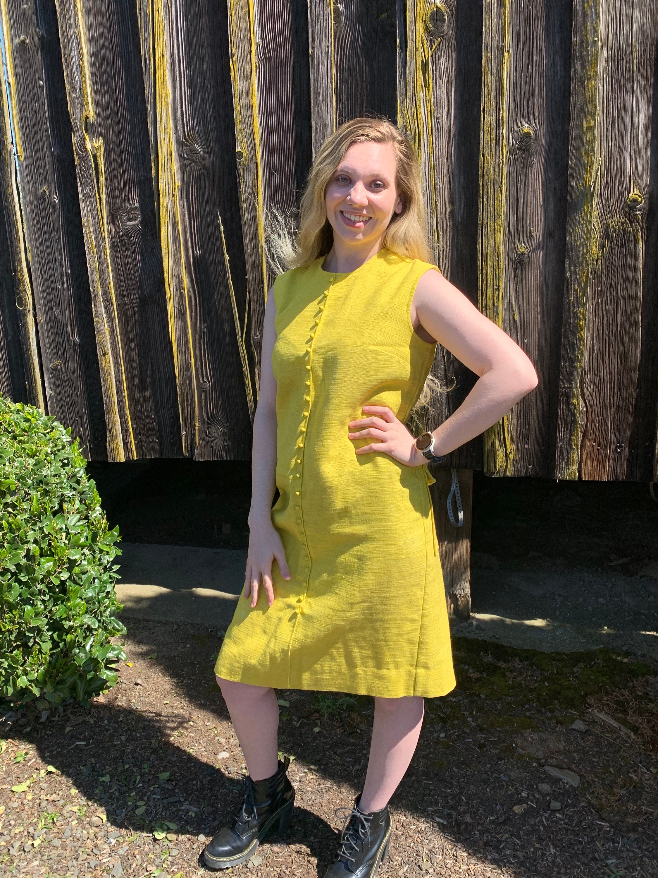 60s MOD Yellow Jumper Dress MINNESOTA WOOLEN Button Front Etsy