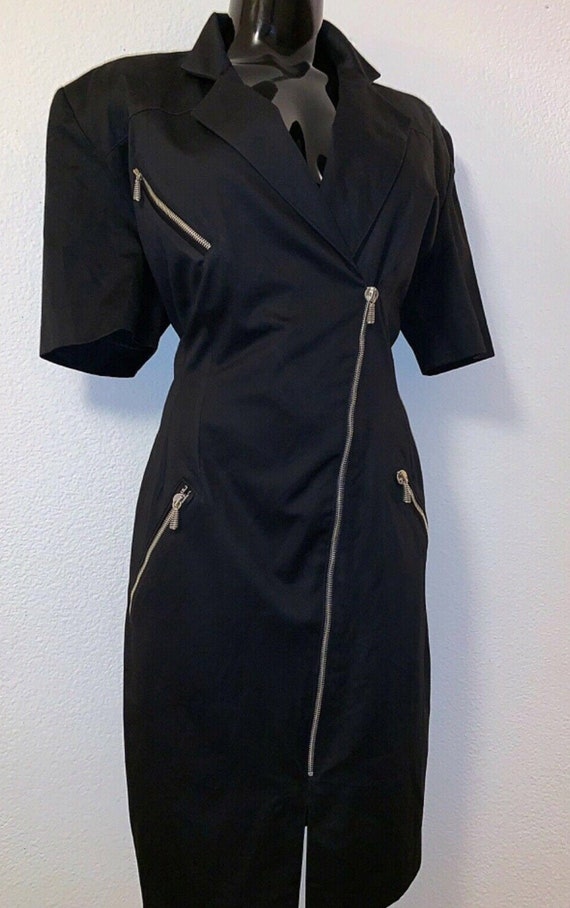 1980s AMEN WARDY Dress Made in France Black Silve… - image 6