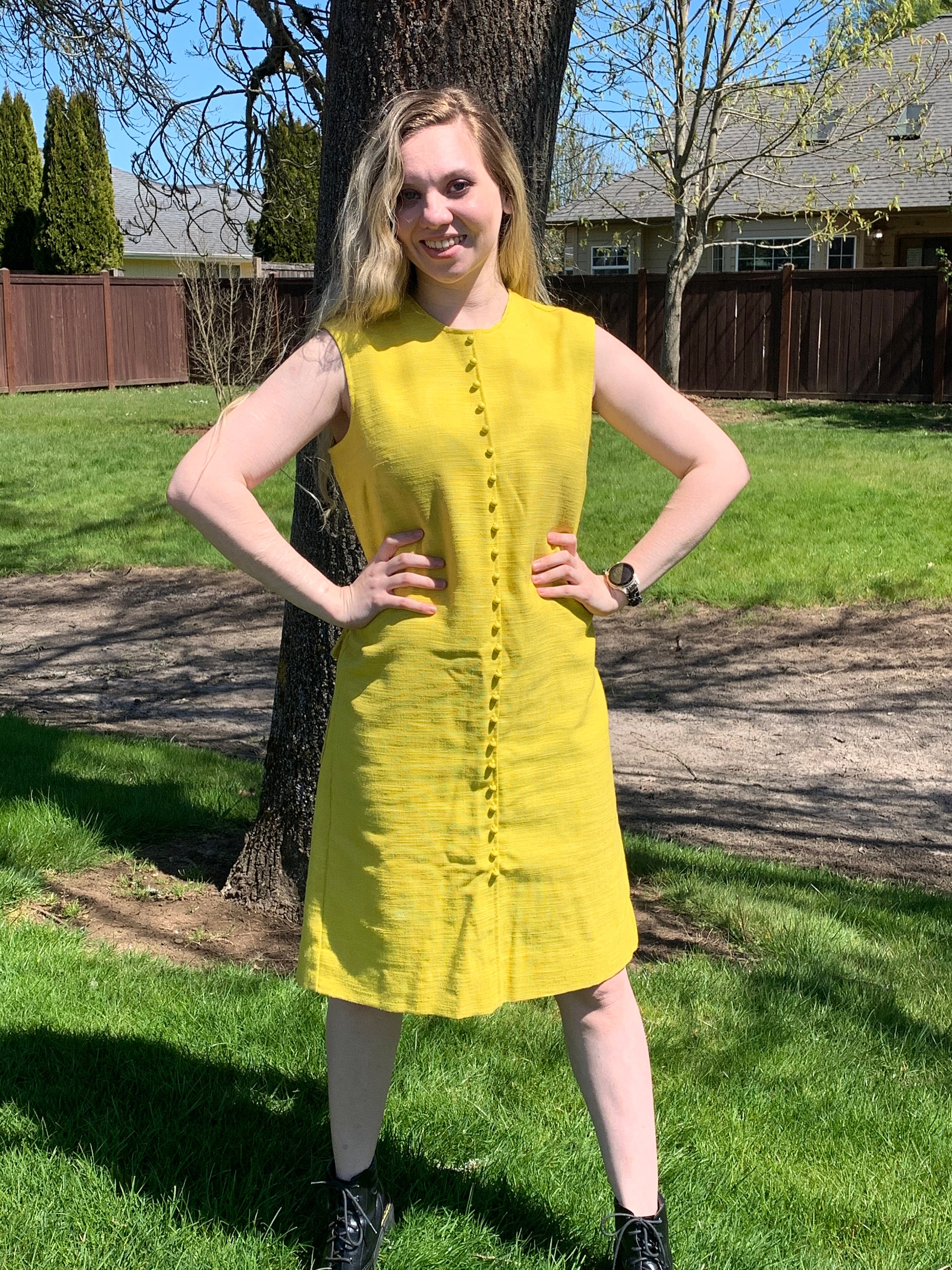 60s MOD Yellow Jumper Dress MINNESOTA WOOLEN Button Front Etsy