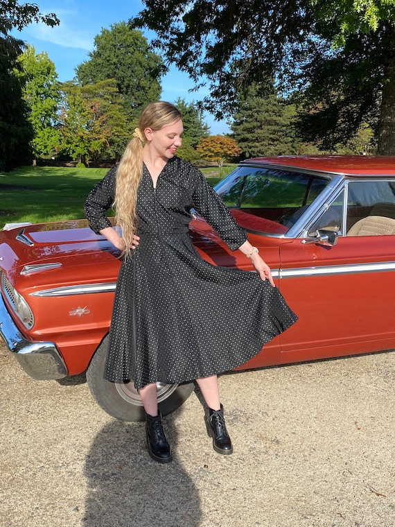 1940s R&K Originals Fit and Flare Dress, Rockabilly Day Dress, Black New  Look Dress, Large L -  Canada