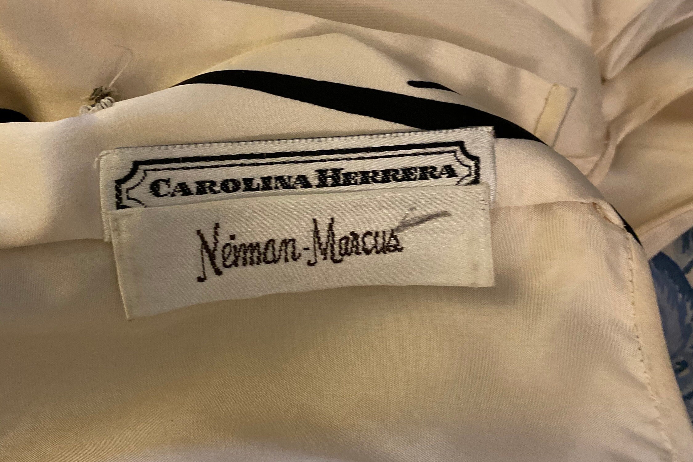 90s CAROLINA HERRERA Dress Silk White and Black Floral Print - Etsy