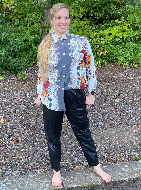 80s Vintage Leather Pants, STRATEGE Black High Wai