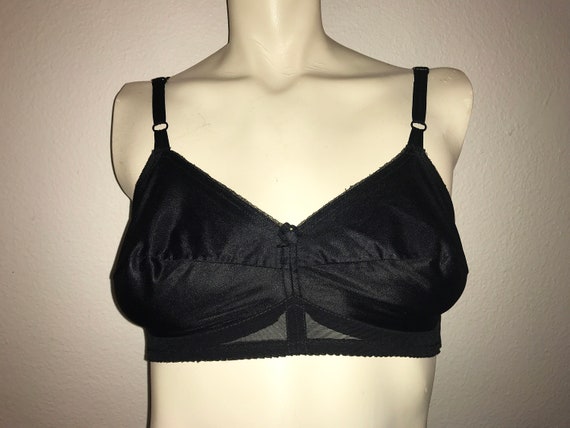 70s Black Bra by VAN RAALTE Size 38B Unpadded Lightly Lined Solid