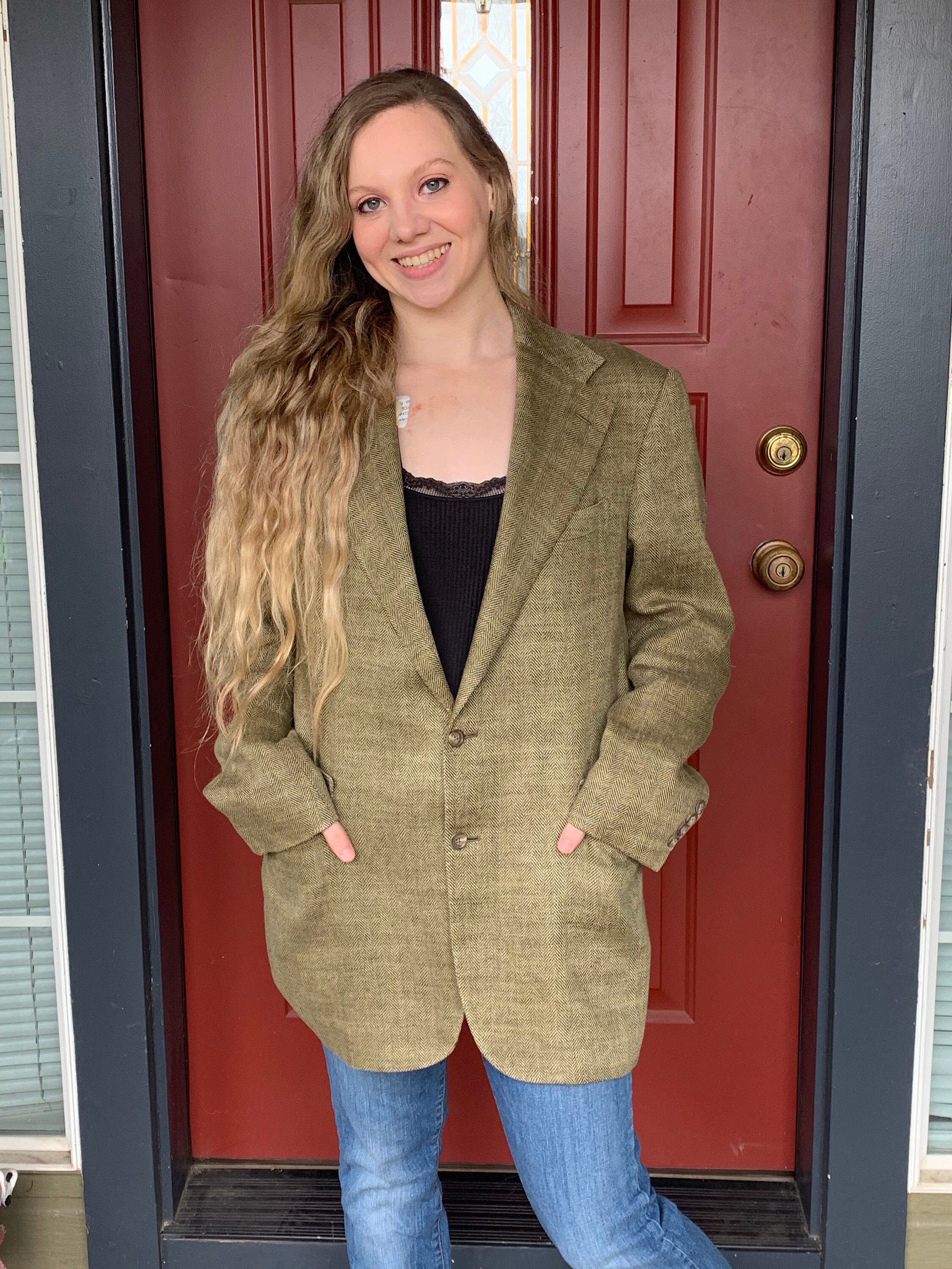90s Polo by Ralph Lauren Italy Herringbone Sports Coat Suit Jacket 42 Reg