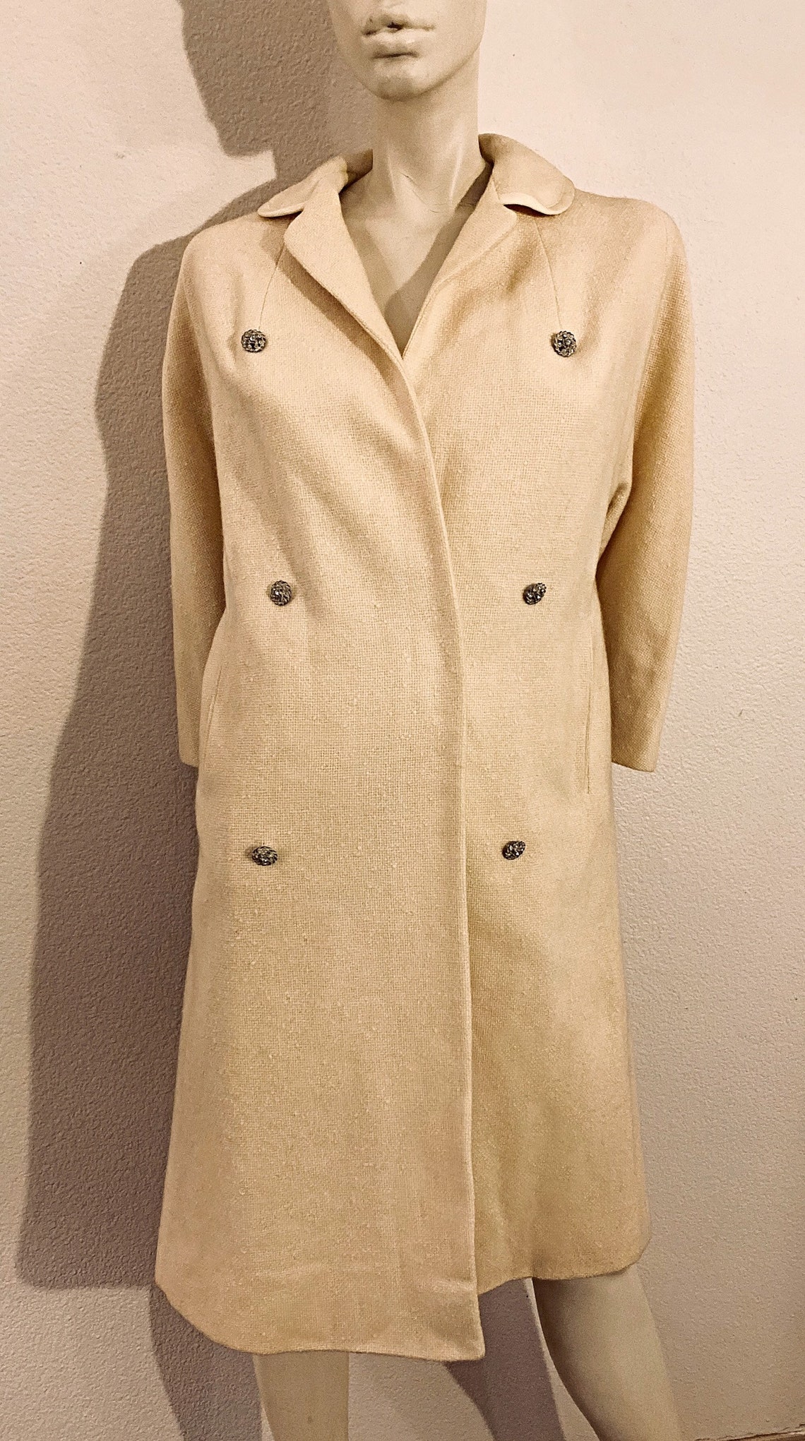 50s Winter White Dress Coat I.MAGNIN Stroock Wool Trench Etsy