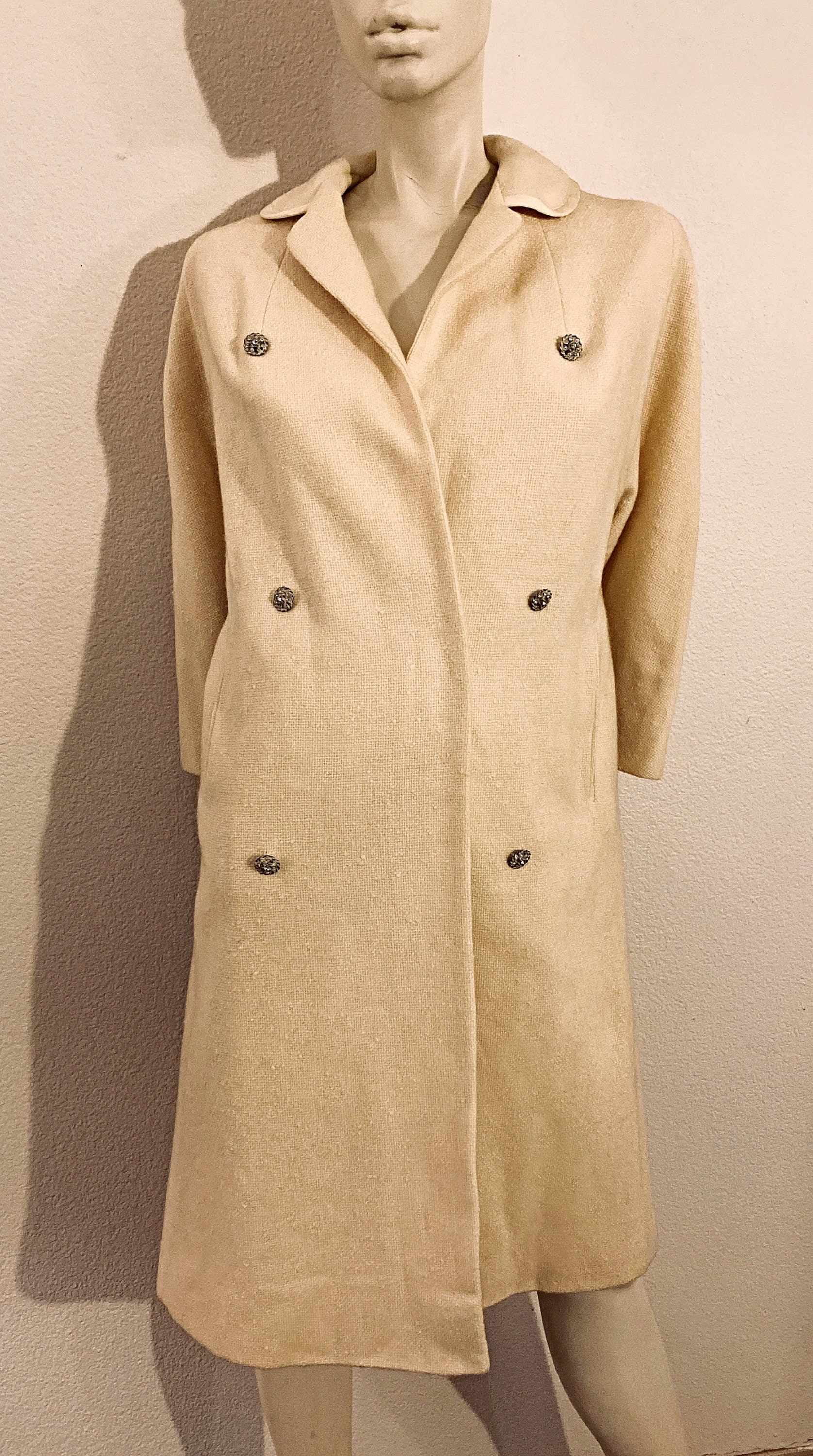 50s Winter White Dress Coat I.MAGNIN Stroock Wool Trench | Etsy