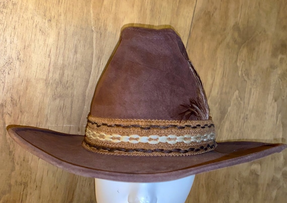 60s  KEYSTON Super Tall Brown Cowboy Hat size S - image 7