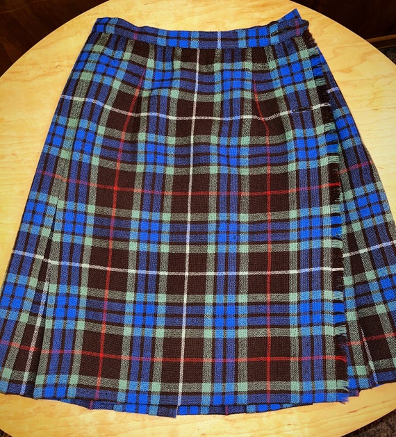 50s Plaid Tartan Pleated wool Skirt - Fraser Tarta