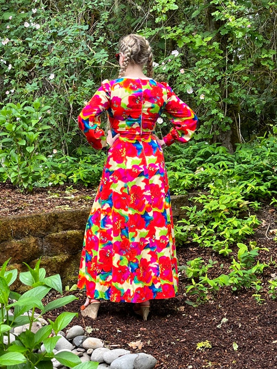 70s Rainbow Color Amazing Maxi Dress, OOAK Psyche… - image 5