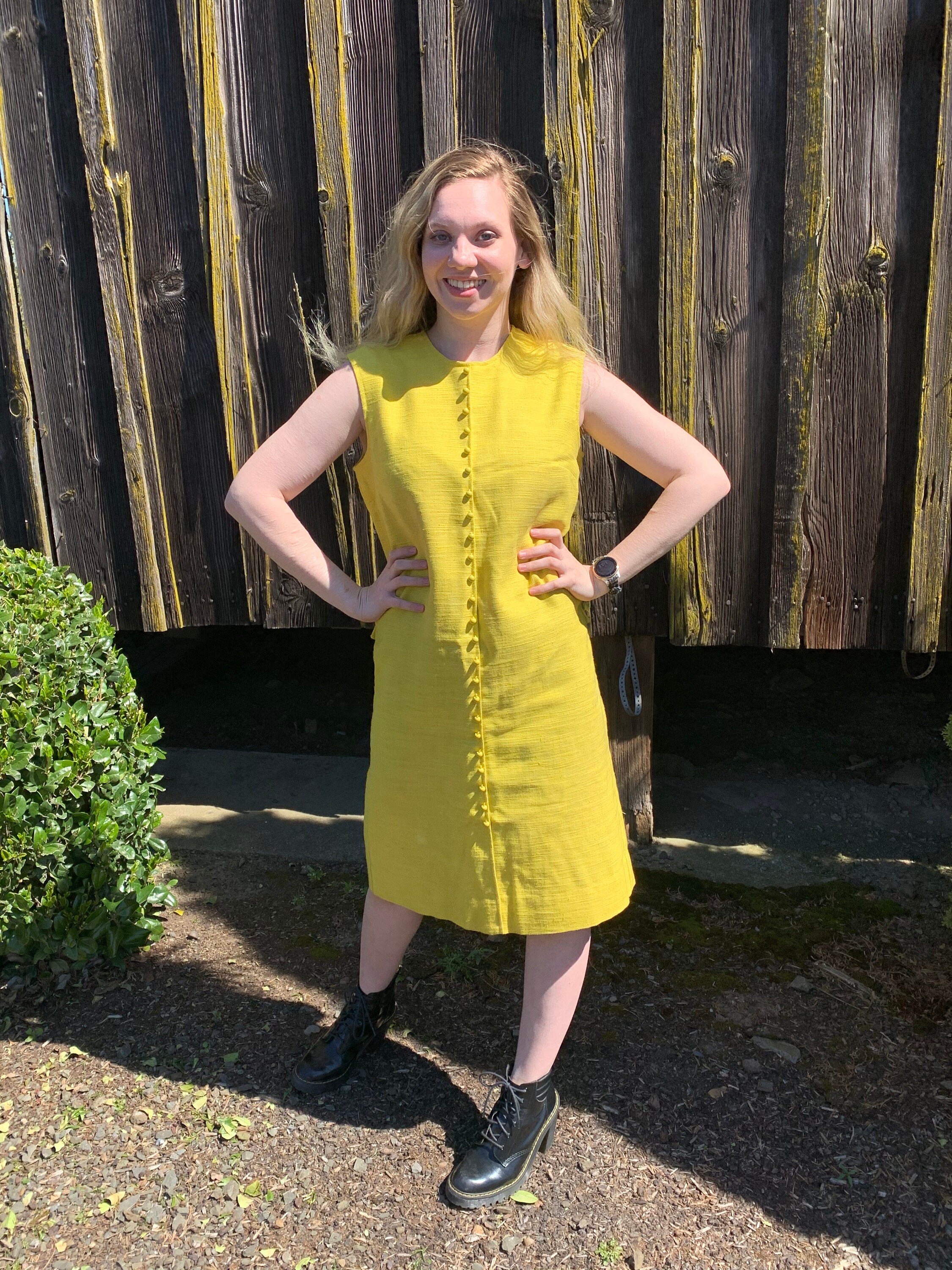 60s MOD Yellow Jumper Dress MINNESOTA WOOLEN Button Front Etsy