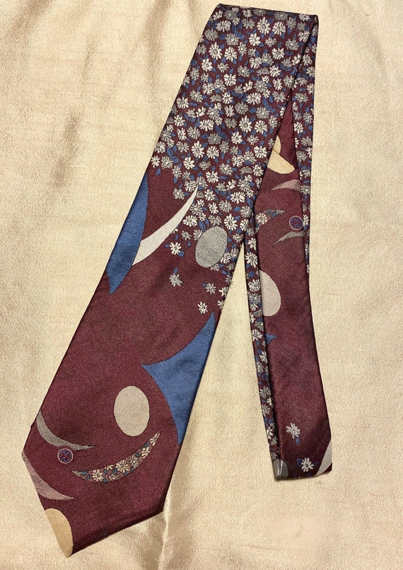 60s HALSTON III Tie, Abstract Floral Print, Length