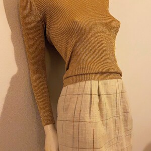 80s CHRISTIAN DIOR Separates Linen Pencil Skirt, Cream Linen Tweed size 6 in Excellent Condition and Pockets image 3