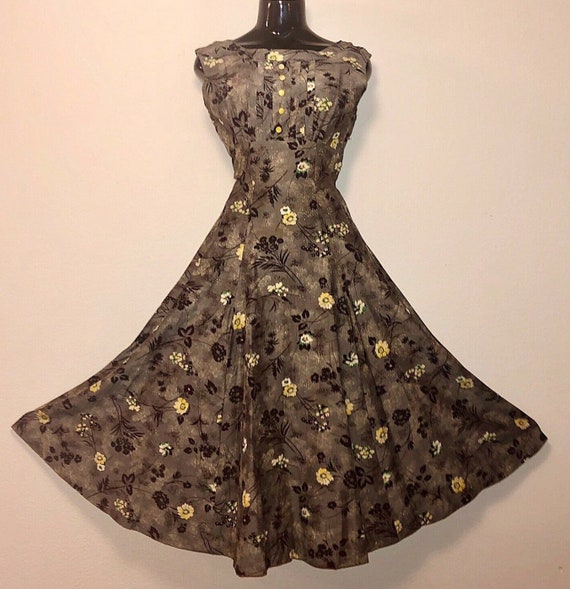 40s Rockabilly Swing Dress,DEPRESSION ERA Floral … - image 5