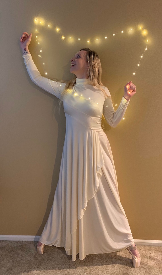 60s Long White MOD Jersey Dress, Long Sleeve All W
