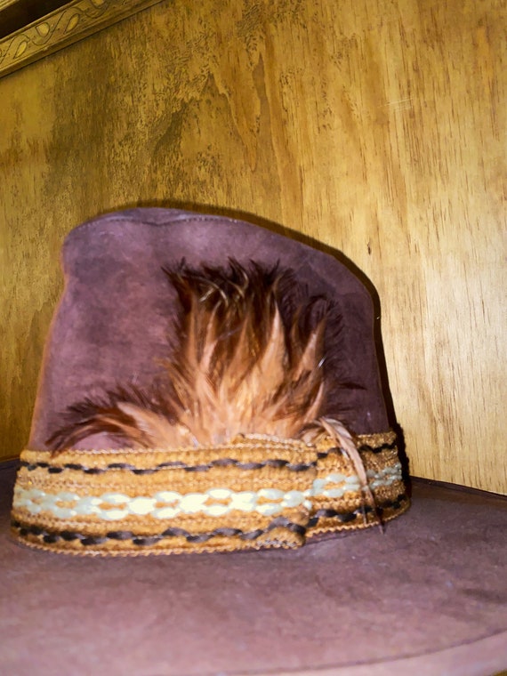 60s  KEYSTON Super Tall Brown Cowboy Hat size S - image 5