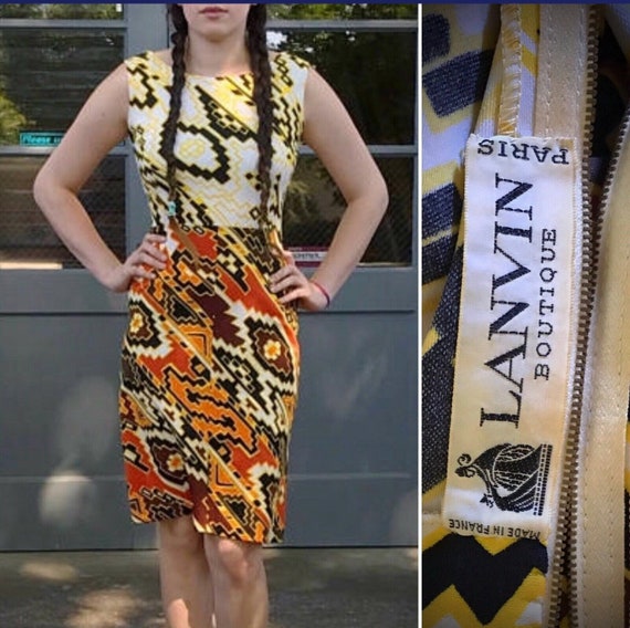 60s Mod LANVIN Paris Boutique Dress, Fitted Stret… - image 2
