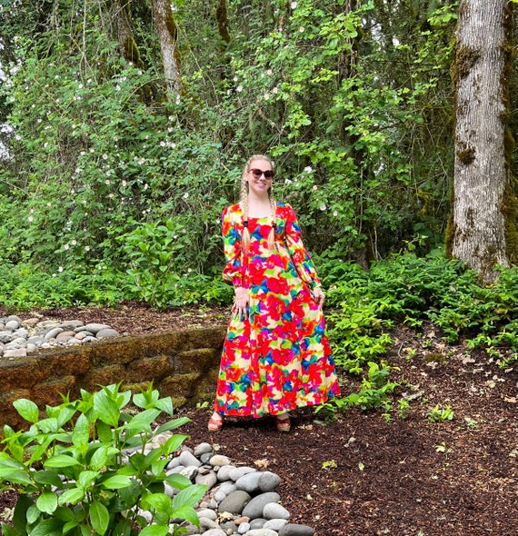 70s Rainbow Color Amazing Maxi Dress, OOAK Psyche… - image 8