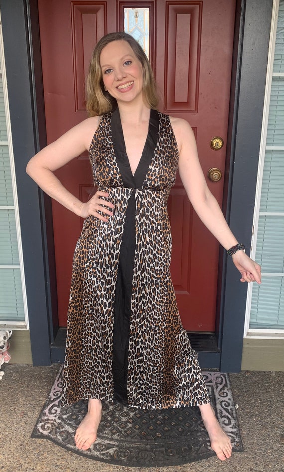 70s VANITY FAIR Black Cheetah Print Nightgown Slip Dress Size | Etsy