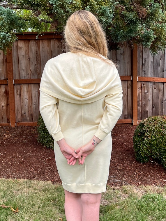 80s ESPIRT SPORT Hooded Sweater Dress, Pale Yello… - image 5