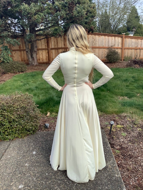 60s Long White MOD Jersey Dress, Long Sleeve All … - image 7