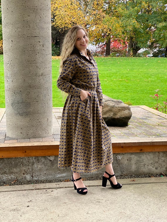 90s British Khaki by Robert Lighton Print Top and Skirt Safari