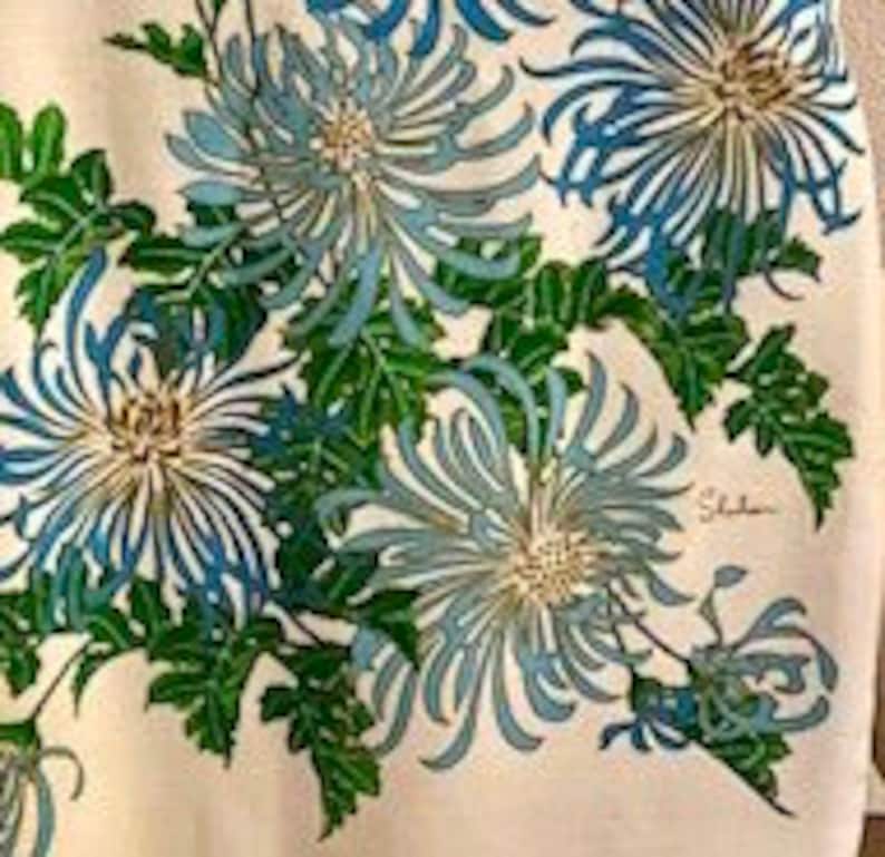 60\u2019s ALFRED SHAHEEN Maxi Skirt,Hawaiian Maxi Skirt Blue Floral Print ML Signed Vintage SHAHEEN Skirt