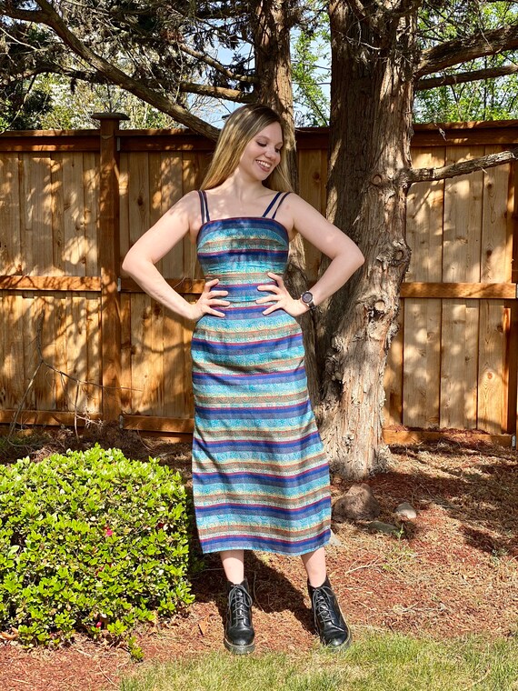 50s Jerry Parnis Dress, Striped Pencil Dress XS W… - image 9