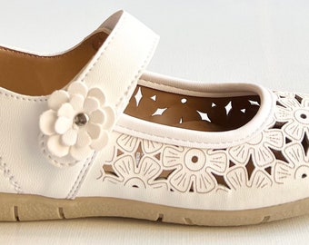 Mary Jane Girl Shoes Leather |Wedding Party Comfortable|Princess|Gold|White |Dress Shoes|Flower girl shoes |