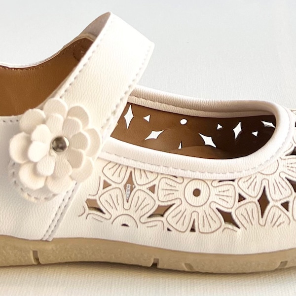 Mary Jane Girl Shoes Leather |Wedding Party Comfortable|Princess|Gold|White |Dress Shoes|Flower girl shoes |