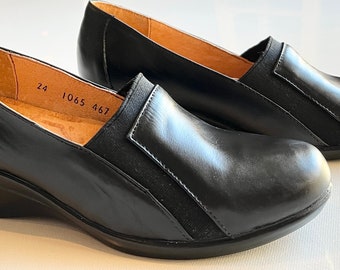 Lady Steps by RYCK Wedge Slip-On Shoes |100% Leather|Formal Shoes |Comfortable|Low Heel|Black Dress Shoes