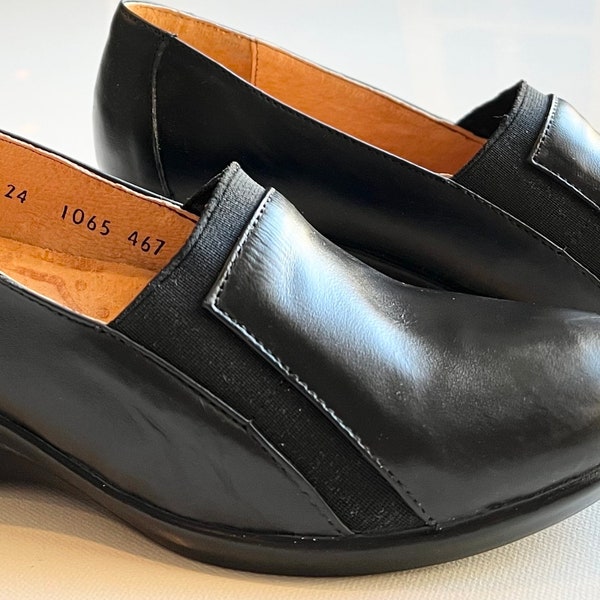 Lady Steps by RYCK Wedge Slip-On Shoes |100% Leather|Formal Shoes |Comfortable|Low Heel|Black Dress Shoes