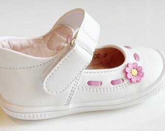 Beautiful Baby Girl Shoes7400# |100% Leather and handmade |Comfortable |Lovely White |Easter day shoes |Toddler|Little girl |Cute shoes